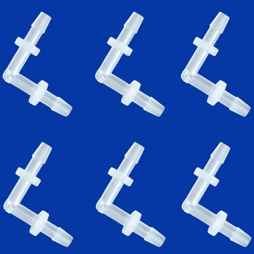 Miniatura 6 de Plástico 1/2 "manguera ID 90 grados codo Barb Fitting, 6 unids iguales empalmador empalmador Mender adaptador Unión adaptador para barco acuario