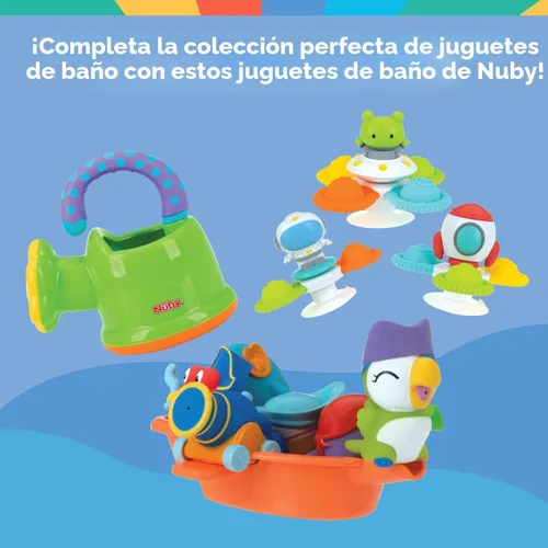 Miniatura 7 de Nuby Pulpo morado flotante con 3 anillos de hoopla interactivo juguete de baño