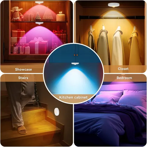 Miniatura 6 de Luces de disco recargables con control remoto, juego de 12 luces magnéticas para debajo del gabinete, luces LED de 1500mAh con control remoto, Blanco