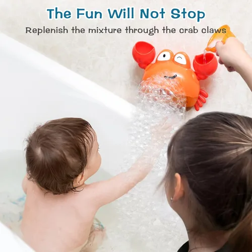 Miniatura 4 de KINDIARY Juguete de baño, máquina de burbujas de baño de cangrejo para bebé, niños pequeños de 1 a 3 años, bebés, niños, soplador automático