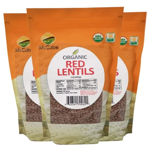 Miniatura 3 de McCabe Lentejas rojas orgánicas – Lentejas rojas secas Ricas en fibra y minerales Certificado USDA y CCOF Producto de Estados Unidos 1 libra
