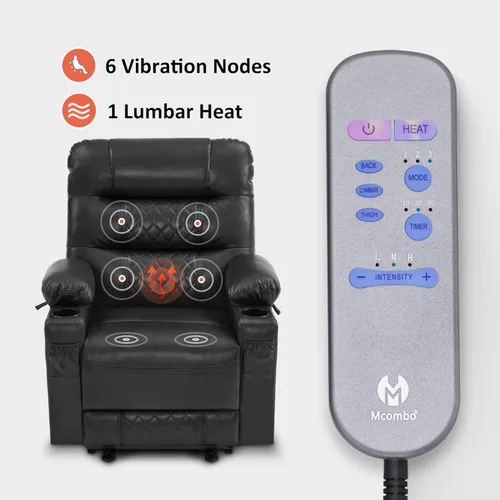 Miniatura 6 de MCombo Zero Gravity PR621 - Silla reclinable eléctrica con masaje de calor y vibración, silla reclinable con puertos USB, portavasos para sala