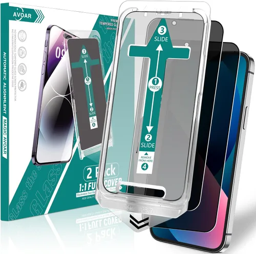 Miniatura 7 de Paquete de 2 protectores de pantalla de privacidad para iPhone 14 Pro Max, [kit de alineación automática] Vidrio templado de pantalla completa