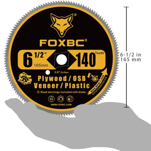 Miniatura 5 de FOXBC Hoja de sierra circular de 6-1/2 pulgadas con 140 dientes para cortar madera contrachapada, OSB, plástico y madera de chapa con mandril