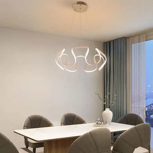 DYNAMI Candelabro LED moderno, elegante lámpara colgante LED irregular, 3 colores de luz, lámpara contemporánea de atenuación continua, altura Oro