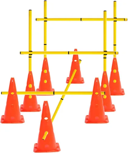 Miniatura 3 de Juego de bastones de agilidad y obstáculos desmontables de entrenamiento de velocidad, juego de 8 conos de entrenamiento y 12 postes de agilidad