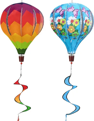 Giradores de Viento Gigantes de Mariposa Arcoíris Globo de Aire Caliente para Jardín Molinetes Grandes Captadores de Patio y Césped Adornos Molinos