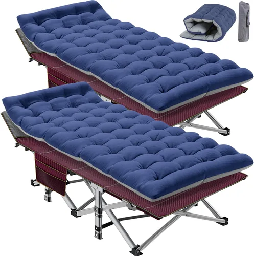 Slsy Catre de camping plegable para adultos con almohadilla, catres de dormir portátiles acolchados, cama de campamento con bolsa de transporte para