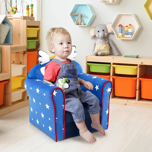 Miniatura 2 de Costzon Sofá para Niños con Reposabrazos con Patrón, Muebles para Niños Pequeños con Construcción de Madera Resistente, Sofá para Niños en Edad