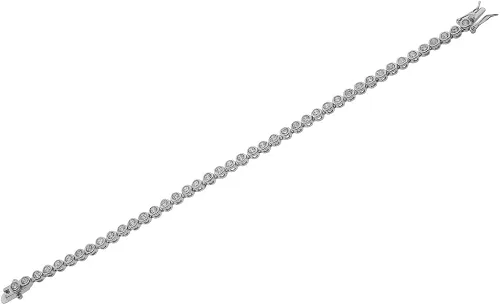 Miniatura 2 de My Daily Styles Pulsera de tenis de plata de ley 925 con bisel redondo transparente CZ de 7 pulgadas, Circonita cúbica