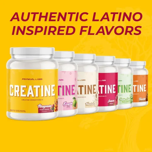 Miniatura 7 de Primeval Labs Clean Creatine Monohydrate Powder Polvo saborizado para fuerza muscular y recuperación Sabores latinos Aqua Fresca Suplemento