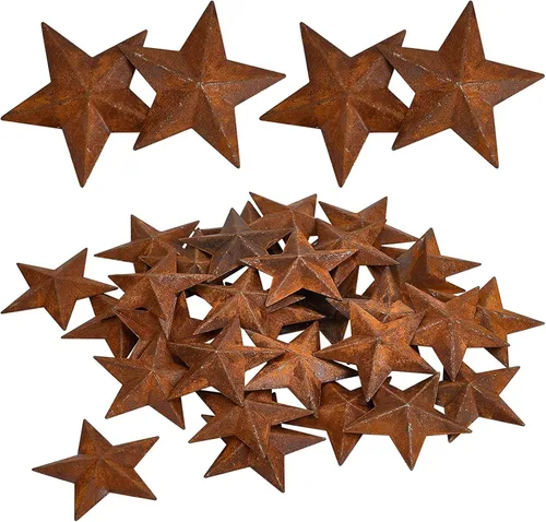 GORGECRAFT 30 piezas 1 pulgada de metal estrella oxidada de granero primitivas rústicas estrellas de estaño acero artesanías adornos acentos