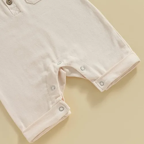 Miniatura 65 de Mameluco unisex de manga corta para bebé recién nacido, con botones, de una pieza, ropa de color sólido