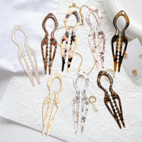 Miniatura 4 de 4 horquillas de pelo francés Prestige para mujer, pinzas de acetato para cabello grueso, fino y fino, pasadores decorativos para moño en negro