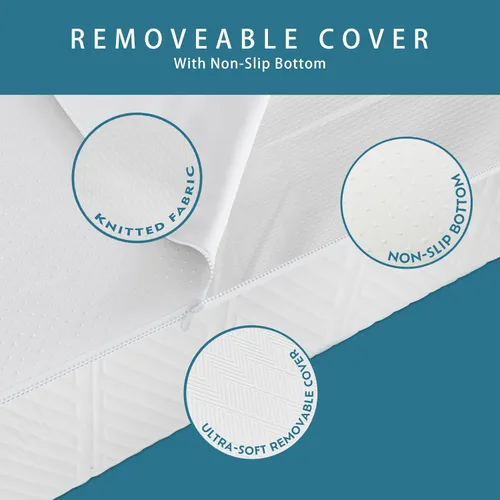 Miniatura 5 de Colchón de repuesto de espuma viscoelástica de 4.5 pulgadas para sofá cama de tamaño matrimonial, certificado Oeko-TEX, funda lavable