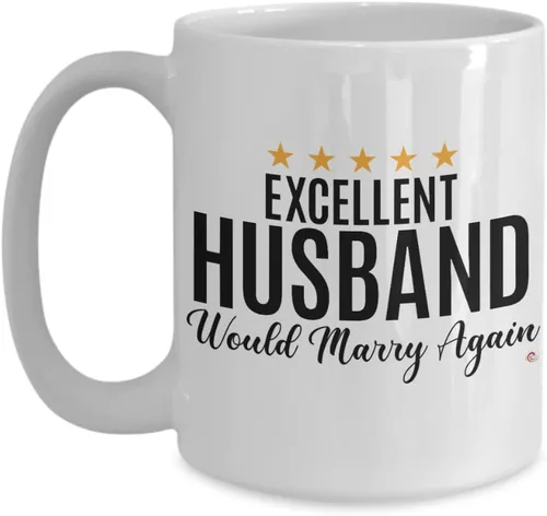 Miniatura 6 de ODDITEES Taza de café divertida con texto en inglés «Excellent Husband Would Marry Again», 11 onzas, color blanco