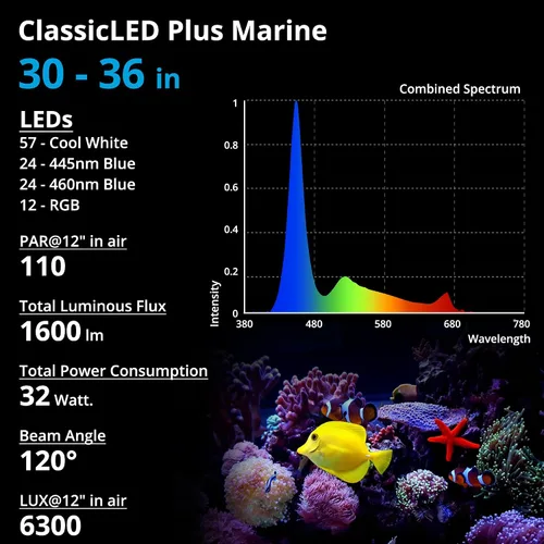 Miniatura 4 de NICREW - Luz de acuario de agua salada, luz LED marina para tanque de peces de arrecife de coral, temporizador de 2 canales incluido, de 30 a 36