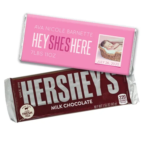 Miniatura 8 de 25ct Baby Girl Anuncio de Nacimiento Favores Envolturas Personalizadas para Barras de Chocolate (Paquete de 25) - Foto