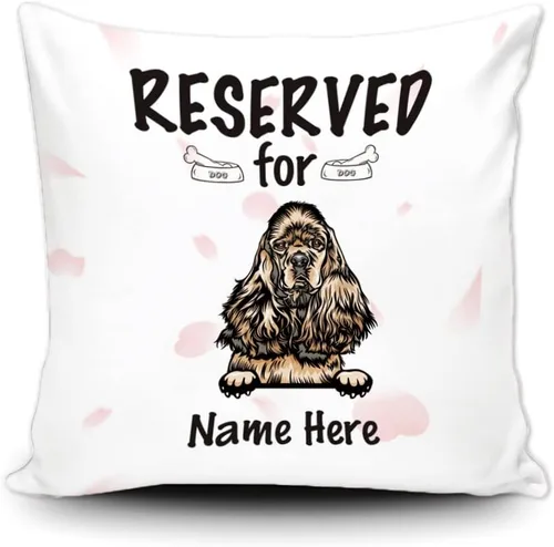 Miniatura 13 de Funda de almohada personalizada reservada para el perro, Cavalier King Charles Spaniel cachorro, funda de almohada de lona blanca para decoración