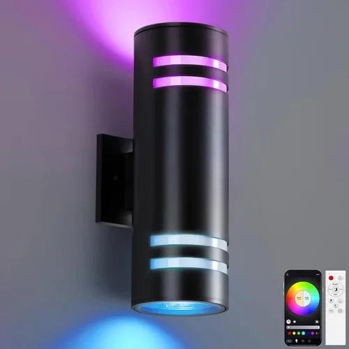 Miniatura 11 de KIZON Luces Modernas de Pared para Exteriores con Sensor de Anochecer a Amanecer, Lámpara Cilíndrica para Exteriores de Montaje en Pared con Acabado