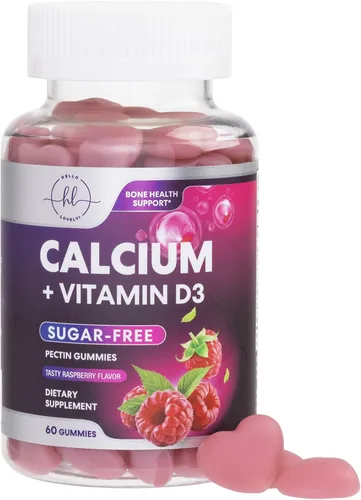 Gomitas de calcio con vitamina D3 10 mcg por porción, suplementos de calcio sin azúcar para fortaleza ósea, dientes y apoyo a la salud inmunológica,