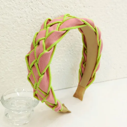 Miniatura 9 de Diadema de moda para mujer, anudada con joyas, adorno de cristal, banda para el pelo mixta, accesorios de nailon para el cabello para niñas (beige)