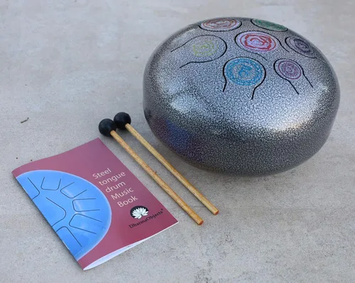 Miniatura 4 de Chakra - Tambor para lengua de acero con 7 notas de 10.0 in, tambor de cacerola, percusión con bolsa de viaje acolchada y mazos (gris)
