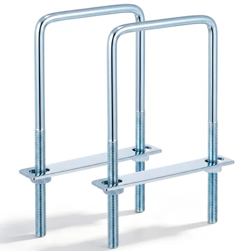 Miniatura 19 de Dunzy 6 pernos cuadrados en U chapados en zinc, perno en U de acero al carbono resistente, suministros industriales y científicos para tubo