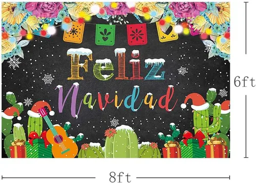 Miniatura 3 de MEHOFOND Telón de fondo de Feliz Navidad para fiesta, fiesta mexicana de Feliz Navidad, copo de nieve, fondo de fotografía, decoración de cactus