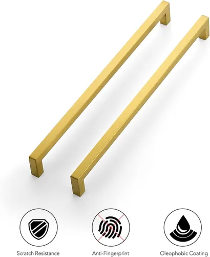 Miniatura 8 de Ravinte Paquete de 5 manijas cuadradas de gabinete de cocina de 12-3/5 pulgadas, tiradores de cajón de latón cepillado, accesorios de gabinete