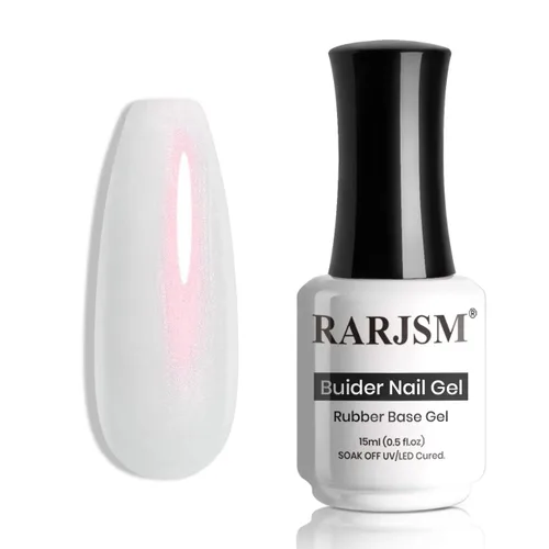 Miniatura 9 de RARJSM - Gel constructor para uñas, perla azul, gel duro en botella, con brillo de concha de sirena, perlas azules, estructura de extensión gruesa