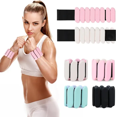 Pesas de muñeca, 2 pesas de tobillo para muñeca para mujeres y hombres, pulseras de silicona ajustables adecuadas para caminar, yoga y gimnasio, Rosa