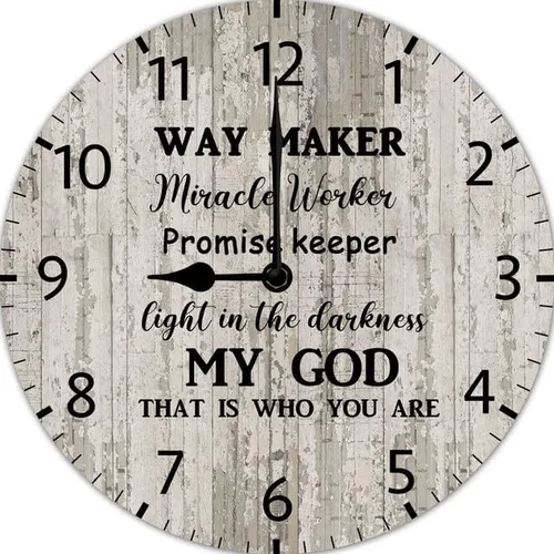 Miniatura 8 de Reloj de pared cristiano Way Maker Reloj milagroso para trabajador con cita religiosa, reloj de madera cristiano inspirador con frase inspiradora