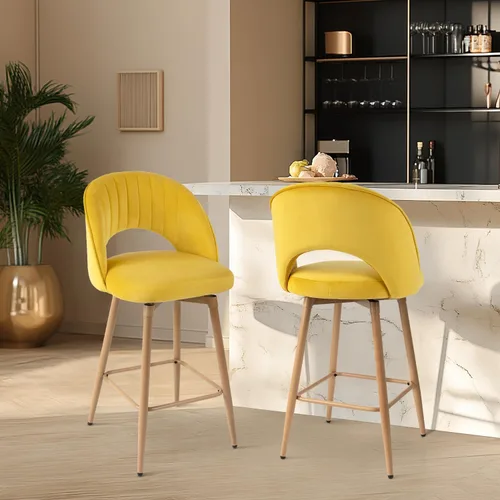 Miniatura 12 de Juego de 2 taburetes de bar giratorios de altura de mostrador para isla de cocina, sillas de bar de 26 pulgadas de altura de asiento para comedor