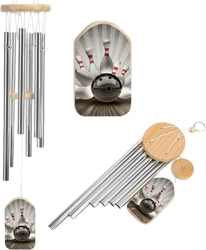 Campana de viento vintage con 6 tubos de aluminio para exteriores, decoración colgante de jardín