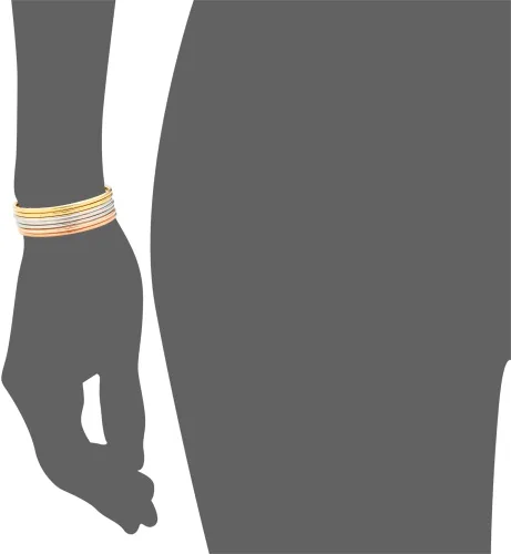 Miniatura 5 de Edforce Stainless Steel Juego de pulseras tipo brazalete redondas finas y brillantes para mujer, juego de 7