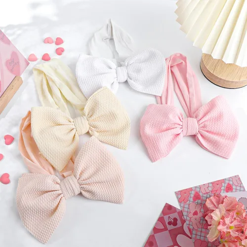 Miniatura 7 de YanJie Diademas para bebé, hechas a mano, de nailon, elásticas, con lazos para el pelo, para recién nacidos, niñas, niños pequeños y niños en negro