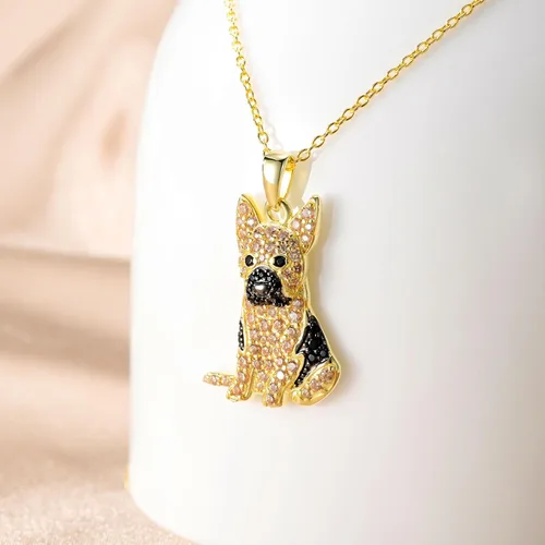Miniatura 68 de Collares con colgante de perro de plata de ley S925 – 24 razas corgi/husky/labrador/pastor para mujer