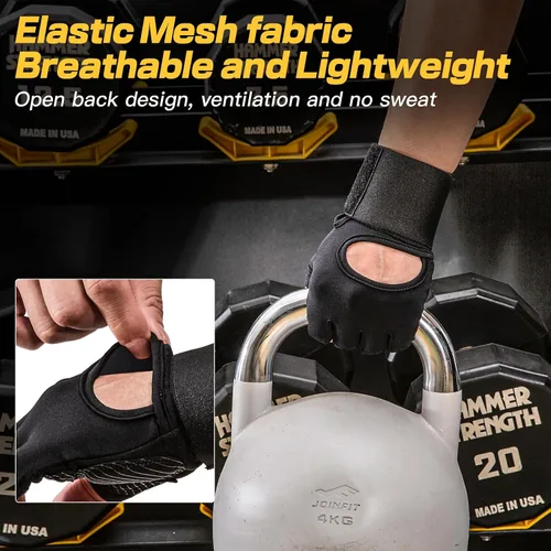 Miniatura 2 de Guantes de levantamiento de pesas de grano de hierro, para hombres y mujeres, guantes de entrenamiento con soporte de muñeca para ejercicio