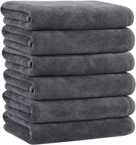 Miniatura 9 de KinHwa Toallas de mano de microfibra para baño, toallas faciales suaves y absorbentes, para baño, spa, gimnasio, 16 x 30 pulgadas, paquete de 2 Gris