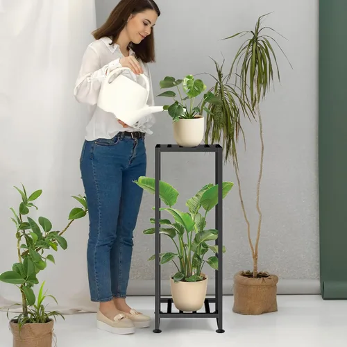 Miniatura 6 de LUBORN Soporte para Plantas de Interior y Exterior, Soportes de Plantas de Hierro Forjado de 2 Niveles Soporte Pedestal de Metal Resistente Soporte