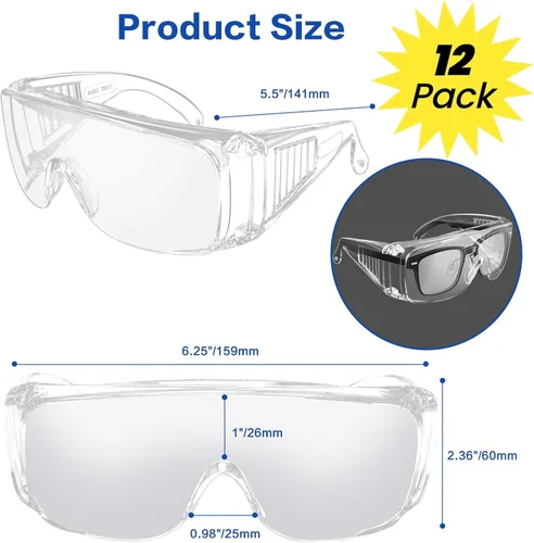 Miniatura 2 de ANSI Z87.1 Clear Safety Glasses Over Eyeglasses, Anti-Fog Scratch Safety Goggles for Men Women Adults