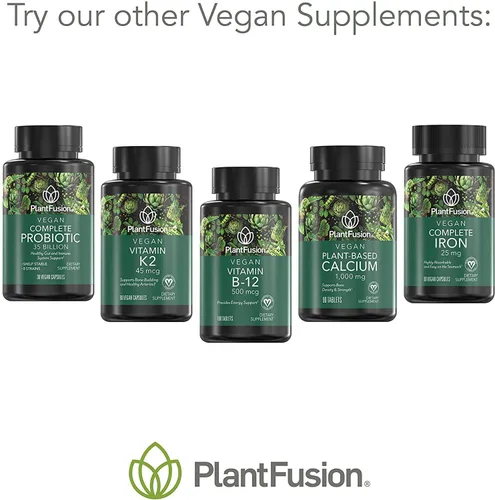 Miniatura 8 de PlantFusion Suplementos veganos de hierro de, suplementos premium de hierro a base de plantas para mujeres y hombres (25 mg), más folato y B12, 90