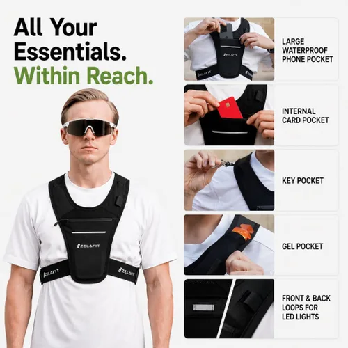 Miniatura 2 de ZelaFit™ Running Phone Holder Vest for Women & Men – Lightweight Running Gear and Everyday Running Essentials – Chest Rig Phone Holder for Running
