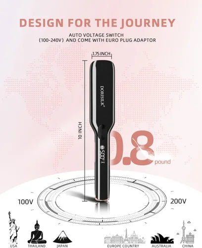 Miniatura 7 de DORISILK Alisador de pelo profesional de alta temperatura de 500 grados, plancha plana ancha de cerámica, alisador y rizador de pelo 2 en 1, plancha