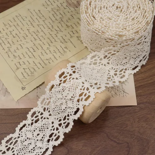 Cinta de encaje vintage de algodón con encaje de ganchillo para manualidades, suministros de álbumes de recortes de 2 pulgadas 5 yardas