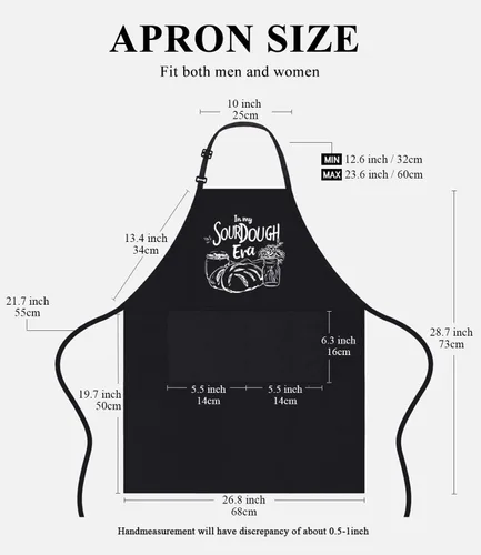 Miniatura 3 de TSIIUO Delantal para hornear panadero para mujeres y hombres amantes del pan, babero impermeable para barbacoa, cocina, delantal con 2 bolsillos
