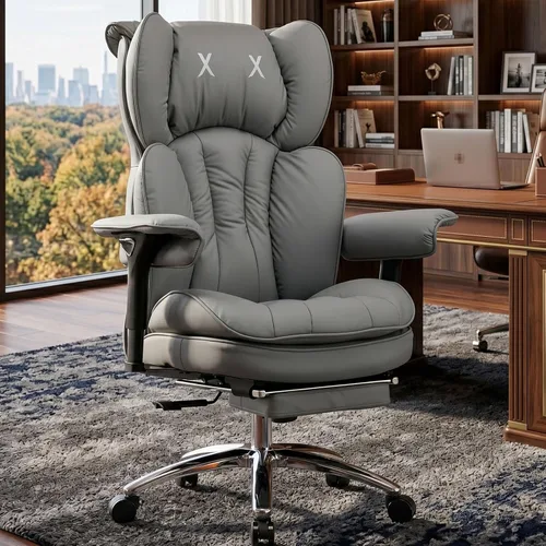 Miniatura 17 de Efomao Silla de oficina blanca grande y alta con reposapiés, silla ergonómica de respaldo alto para computadora con reposabrazos ajustables, asiento
