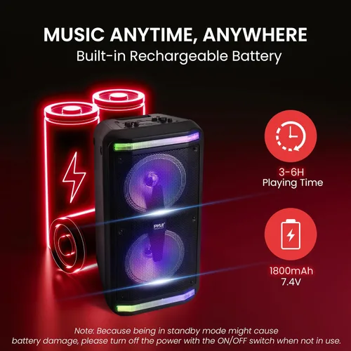 Miniatura 5 de Pyle Sound Around - Altavoz Bluetooth y sistema de micrófono, altavoz de karaoke estéreo portátil con micrófono con cable, lectores MP3/USB/Micro