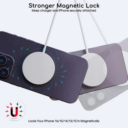 Miniatura 6 de Cargador inalámbrico magnético para iPhone, 2 paquetes de 6 pies [Certificado Apple MFi] Cable de cargador Mag-Safe magnético inalámbrico con bloque
